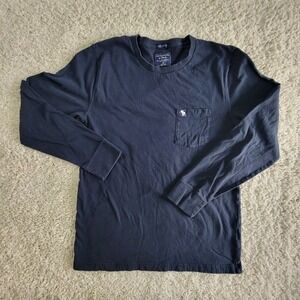 Abercrombie & Fitch Long Sleeve Tee Shirt Men's Medium Navy Blue Cotton